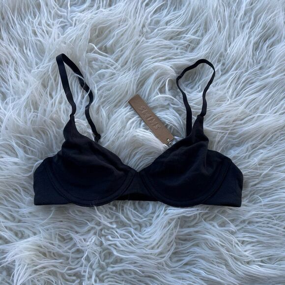 Skims Cotton Jersey T-shirt Bra Soot Size 30B - Picture 2 of 7